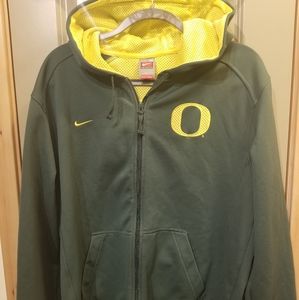 Oregon DUCKS Football Team Nike Fit Thermal Zip Up Men's Hoodie, size Medium